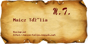 Maicz Tália névjegykártya